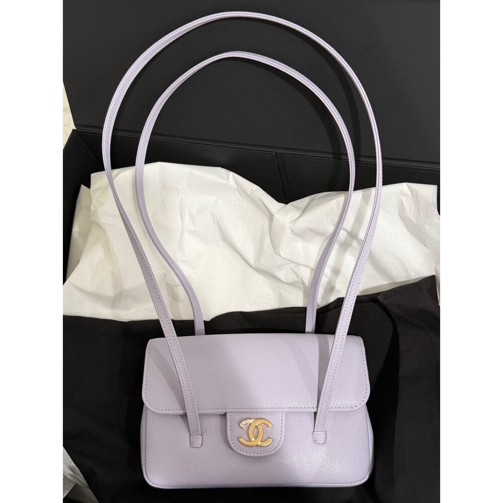 Chanel 26S Preppy Coco Mini Purple Caviar Leather Gold CC Logo Shoulder Bag - Picture 9 of 16